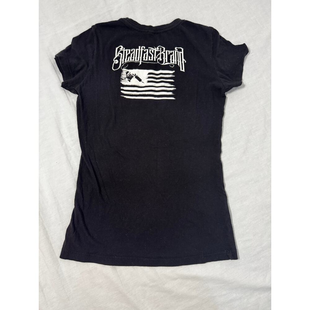 Steadfast Brand Tattooed Veteran Black Baby Tee Military Womens Medium - Picture 2 of 3